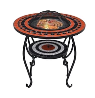 vidaXL Mosaic Fire Pit Table Terracotta and White 26.8" Ceramic