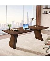 Tribesigns 70.9-Inch All Wood Executive Desk, Large Home Office Computer Desk, Industrial Business Style Solid Study Writing Table, Workstation Furnit