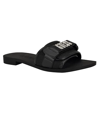 Guess Women's Elyze Quattro Single Band Flat Slide On Sandals