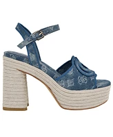 Guess Women's Formaly-g Cutout Fabric Logo Platform Espadrille Dress Sandals