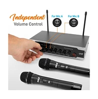 Pyle Bluetooth Wireless Pa Microphone System with (2) Handheld Mics, Desktop Receiver & Usb Charging