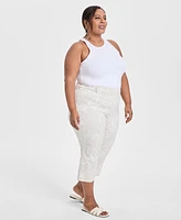 Jm Collection Plus Print Rivet-Waist Capri Pants, Exclusively at Macy's