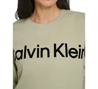 Calvin Klein Women's Fleece Flocking Crewneck Pullover Top