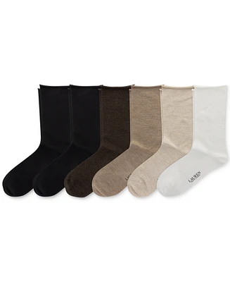Lauren Ralph Women's 6 Pack Roll-Top Trouser Socks