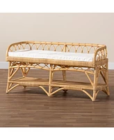 bali & pari Leryn Modern Bohemian Natural Brown Rattan Bench