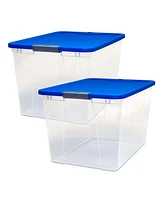 Homz 64 Qt Secure Latch Large Clear Stackable Storage Container w/ Lid (2 Pack)