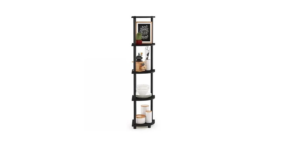 Slickblue 5-Shelf Modern Corner Bookcase with Wood Finish for Space-Saving Storage and Display