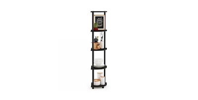Slickblue 5-Shelf Modern Corner Bookcase with Wood Finish for Space-Saving Storage and Display