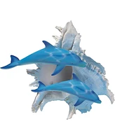 Fc Design "2-pc Set" 10"H Blue Dolphins with Seashell Figurine Statue Ornament Home Room Office Decor and Perfect Ideas for Housewarming, Holidays and