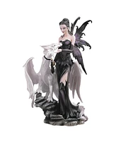 Fc Design 2-pc Set" 10"H Gothic Black Fairy with White Dragon Figurine Statue Ornament Home Room Office Decor and Perfect Ideas for Housewarming, Holi