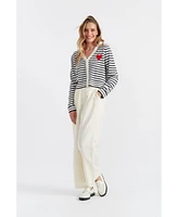 Chinti and Parker Women's & Pure Merino Heart Breton Cardigan