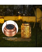 LAGarden Hummingbird Solar Lantern with Shepherds Hooks Outdoor Hanging Decor Light Christmas Gifts Yard Patio 6Pack