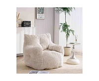 The Pop Home Soft Corduroy Bean Bag Chair with Memory Foam Filling for Living Room-The