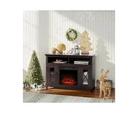 Slickblue Electric Fireplace Mantel Tv Stand w/ Adjustable Shelves 2 Storage Cabinets