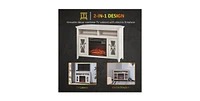 Slickblue Electric Fireplace Mantel Tv Stand w/ Adjustable Shelves 2 Storage Cabinets