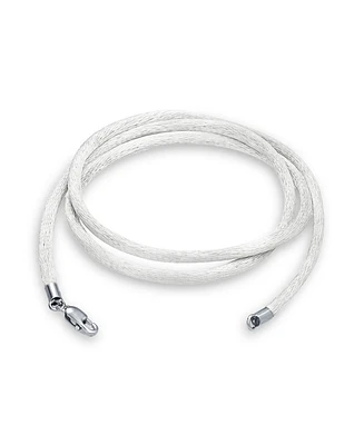 Bling Jewelry White Cream 1MM Satin Silk Cord Necklace with Silver Lobster Claw