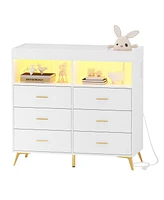 gaomon Dresser for Bedroom with Drawers, Baby Changing Table Dresser with Changing Pad, 2 Open Storage Shelves, Baby Diaper Changing Station Dresser w