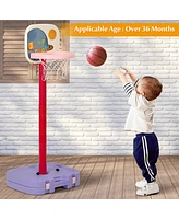 Gymax Portable 2 in 1 Kids Basketball Hoop Stand w/ Ring Toss & Storage Box