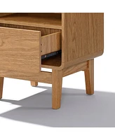 LuxenHome Summer Oak Engineered Wood Nightstand and End Table with Storage