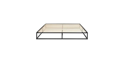 Slickblue Low Profile Modern Metal Wood Slat Platform Bed Frame