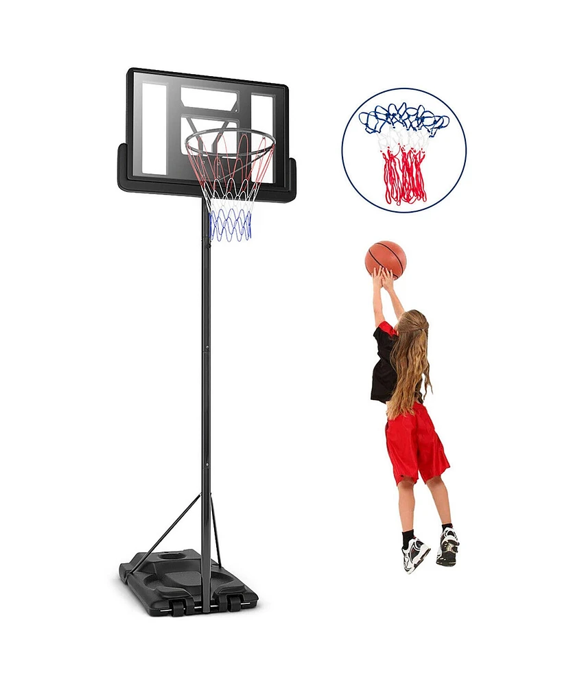 Gymax Height Adjustable Portable Basketball Hoop System Shatterproof Backboard Wheels