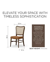 Maven Lane Vera Wood Dining Chair, Antique Brown & Clay Canvas Fabric, Set of 2