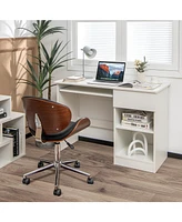 Gouun Modern Computer Desk with Keyboard Tray, Adjustable Shelf, Storage Drawer, Sturdy Construction