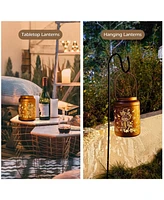 LAGarden Mushroom Solar Lantern with Shepherds Hooks Outdoor Hanging Decor Light Christmas Gifts Yard Patio Porch 6Pack