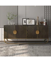 Boyel Living 4-Door Buffet Cabinet with U-Shaped Stainless Steel Legs