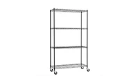 Slickblue Heavy Duty Black Steel 4-Tier Shelving Unit with Locking Casters