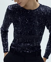 Mango Women's Sequins Detail Long Sleeved T-Shirt