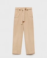 Mango Women's Button Loops and Bow Trousers