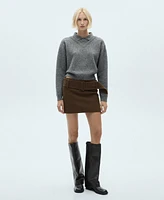 Mango Women's Belted Wool Mini-Skirt