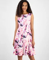 Kasper Women's Floral-Print Multi-Seam Fit & Flare Dress, Regular and Petite Sizes