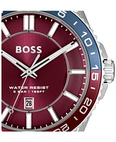 Hugo Boss Men's Runner 3H Silver Stainless Steel Watch, 44mm