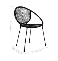 vidaXL 3 Piece Bistro Set Pvc Rattan Black