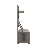 vidaXL Storage Box with Trellis Gray 39"x19.7"x63" Solid Wood Acacia
