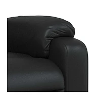 vidaXL Leather Massage Recliner Chair for Living Room, Home Theater, 6-Point Vibration Massage, Adjustable Back & Footrest, Side Pocket, Black