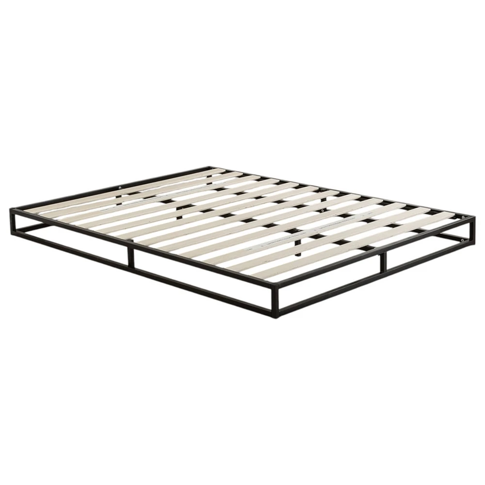 Slickblue Low Profile Metal Platform Bed Frame with Wooden Slats