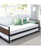 Slickblue Wood Daybed Frame with Roll-Out Trundle Bed for Space-Saving and Extra Sleep Space