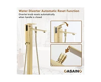 Casainc Freestanding Single Handle Floor Mounted Roman Tub Faucet Bathtub Filler with Hand Shower