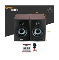 Pyle Hi-Fi Powered Bookshelf Speakers, Bluetooth Desktop Monitor System, 300W with Rca Input, MP3 & Usb Support (Black)