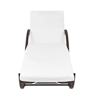 vidaXL Sun Lounger with Cushion & Table Poly Rattan Brown