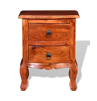 vidaXL Nightstand with Drawers Solid Acacia Wood