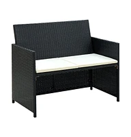 vidaXL Piece Patio Lounge Set with Cushions Poly Rattan