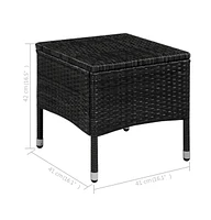 vidaXL Patio Chair and Stool with Cushions Poly Rattan Black