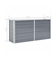 vidaXL Garden Raised Bed Galvanized Steel 63"x15.7"x31.3" Gray