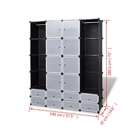 Modular Cabinet with Compartments White 14.6"x57.5"x71.1