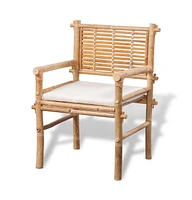 vidaXL 3 Piece Bistro Set with Cushions Bamboo