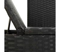 Sun Bed with Cushions Poly Rattan Black